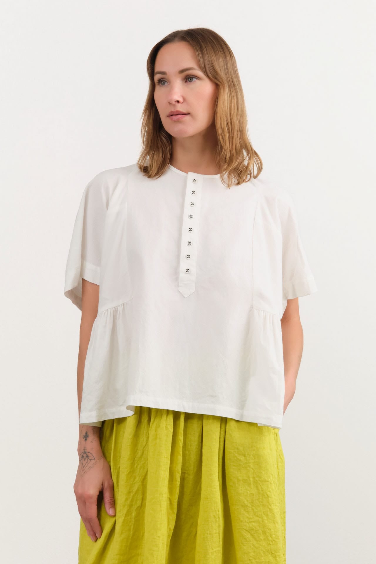 Ichi Antiquities Apparel Womens Blouses Cotton Linen Shirt White / One Size