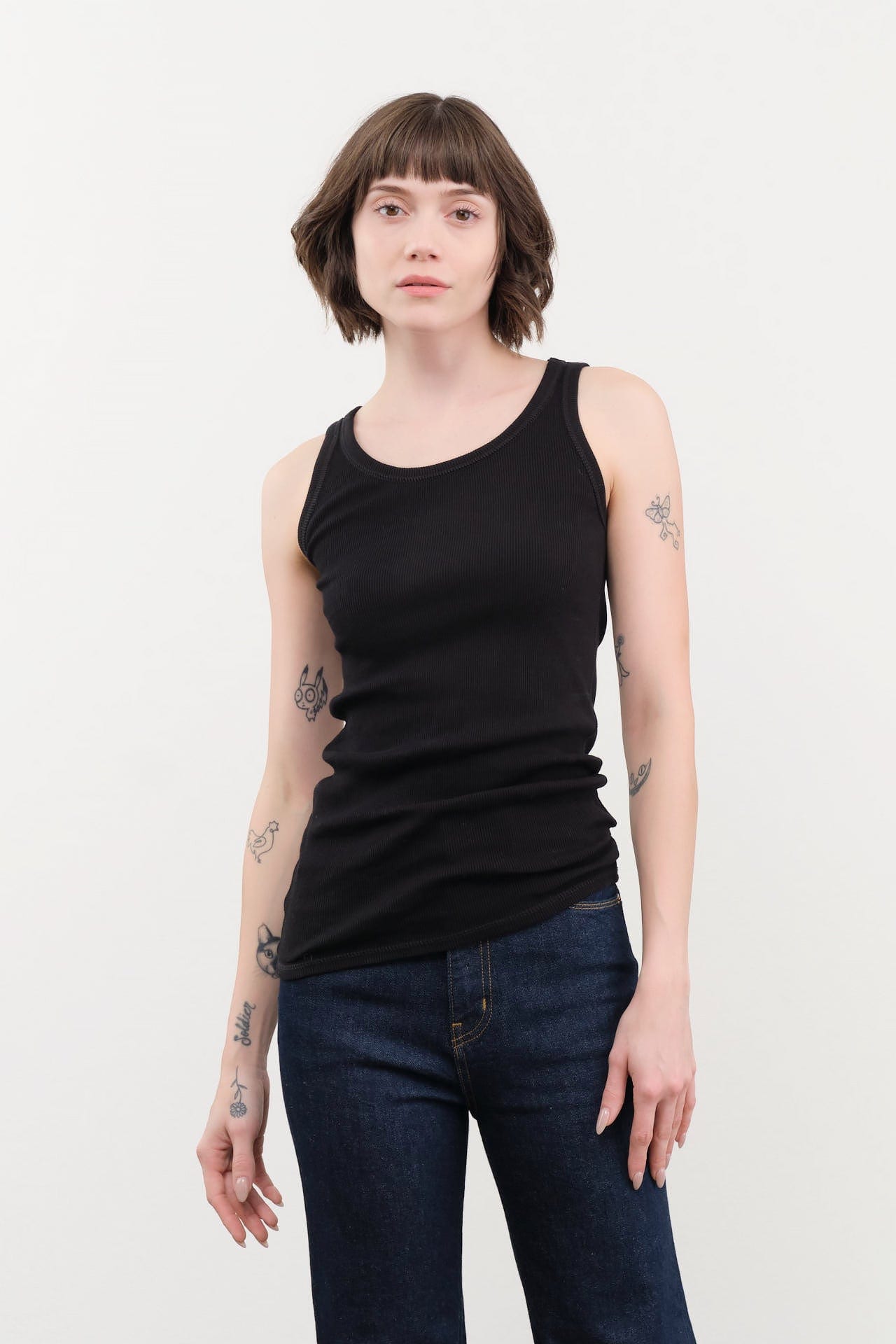 Ichi Antiquities Apparel Womens Lounge Cotton Tank Top in Black Black / One Size