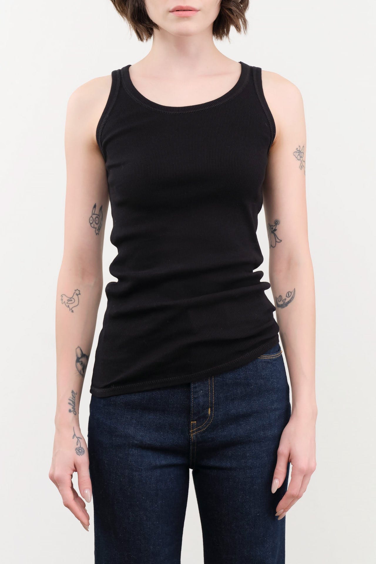 Ichi Antiquities Apparel Womens Lounge Cotton Tank Top in Black Black / One Size
