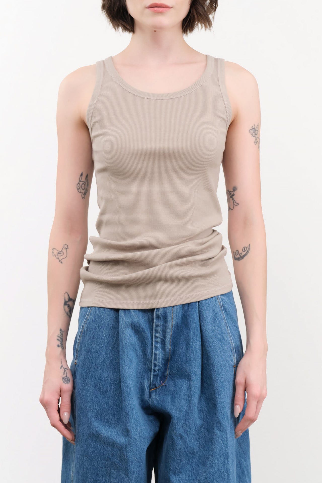 Ichi Antiquities Apparel Womens Lounge Cotton Tank Top in Mocha Mocha / One Size