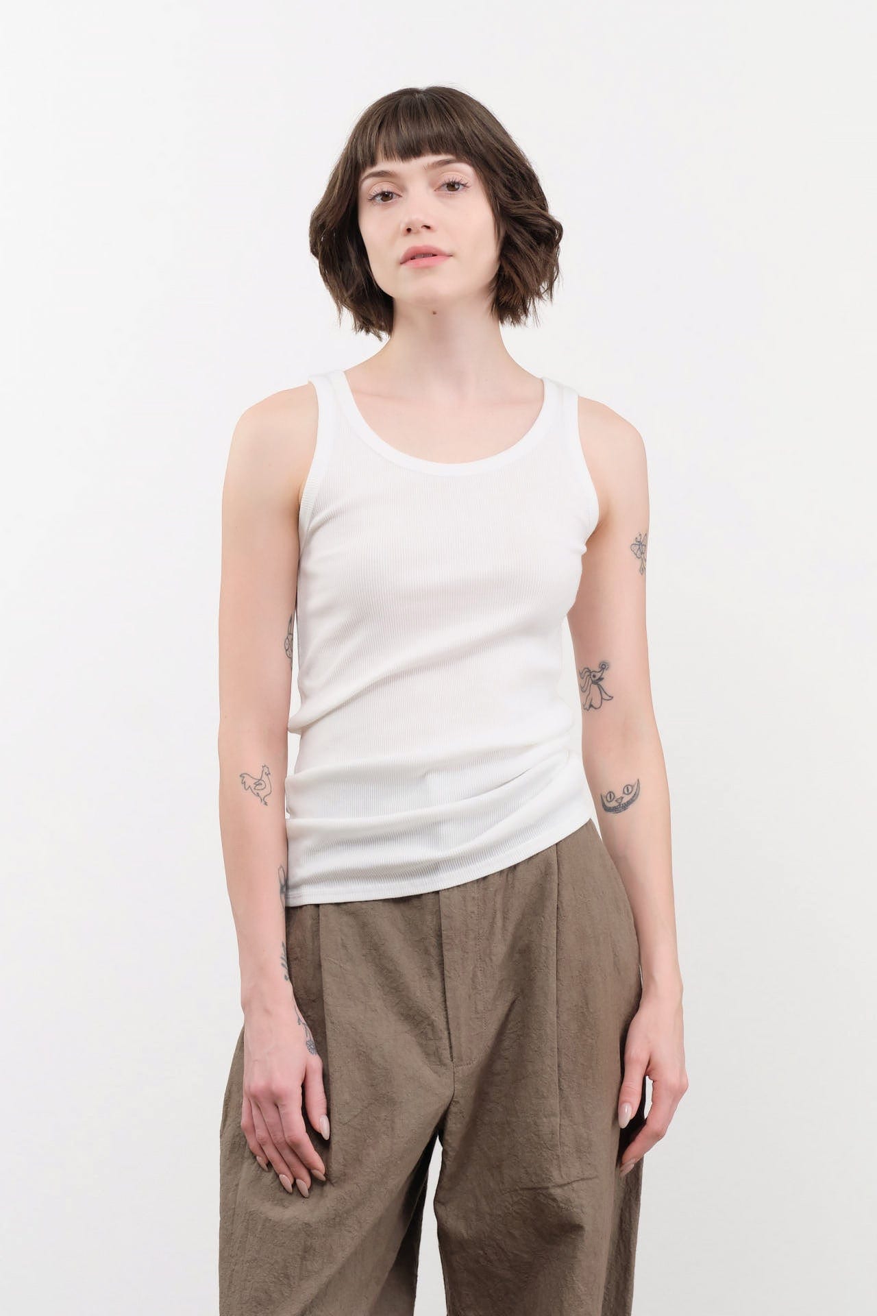 Ichi Antiquities Apparel Womens Lounge Cotton Tank Top in White White / One Size