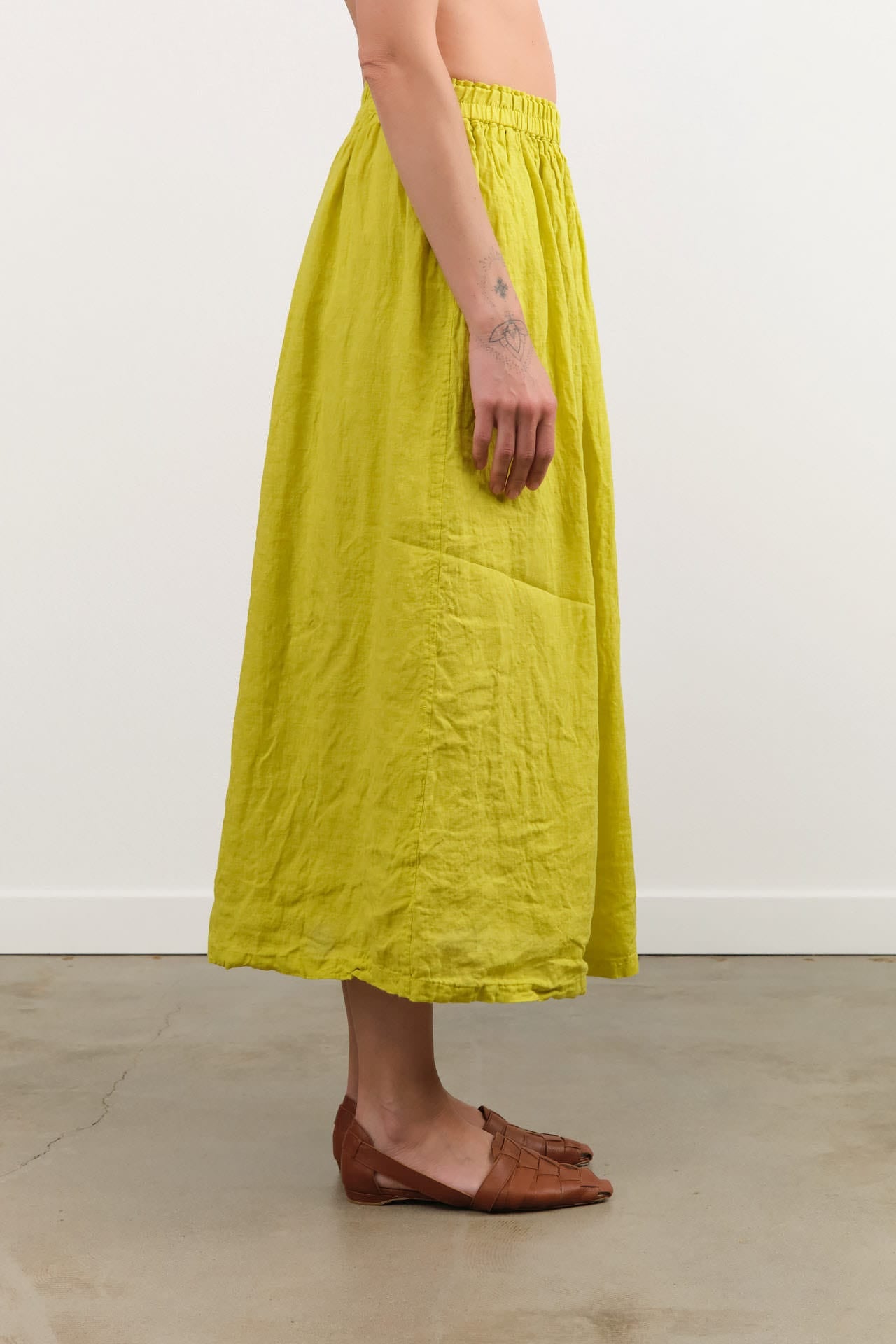 Ichi Antiquities Apparel Womens Skirts French Linen Skirt Yellow / One Size