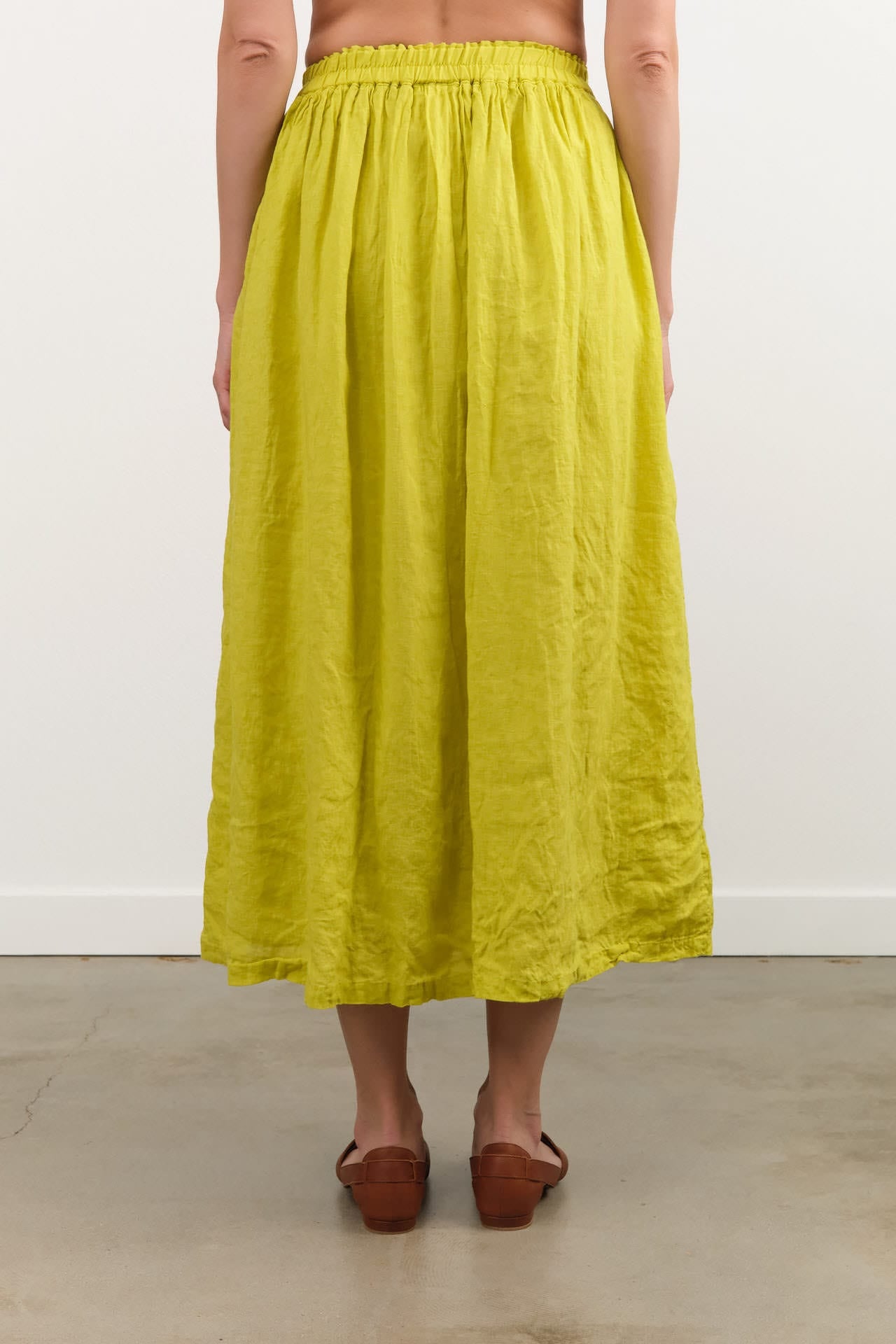 Ichi Antiquities Apparel Womens Skirts French Linen Skirt Yellow / One Size