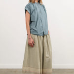 Ichi Antiquities Apparel Womens Skirts Gingham Check India Khadi Cotton Skirt Khaki / One Size