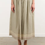 Ichi Antiquities Apparel Womens Skirts Gingham Check India Khadi Cotton Skirt Khaki / One Size
