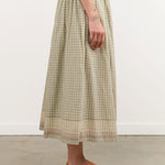 Ichi Antiquities Apparel Womens Skirts Gingham Check India Khadi Cotton Skirt Khaki / One Size
