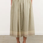 Ichi Antiquities Apparel Womens Skirts Gingham Check India Khadi Cotton Skirt Khaki / One Size