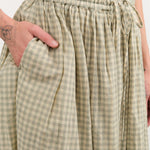 Ichi Antiquities Apparel Womens Skirts Gingham Check India Khadi Cotton Skirt Khaki / One Size