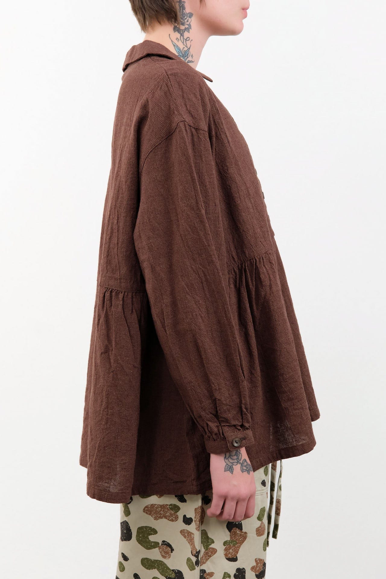 Ichi Antiquities Apparel Womens Blouses Houndstooth Shirt Brown / One Size