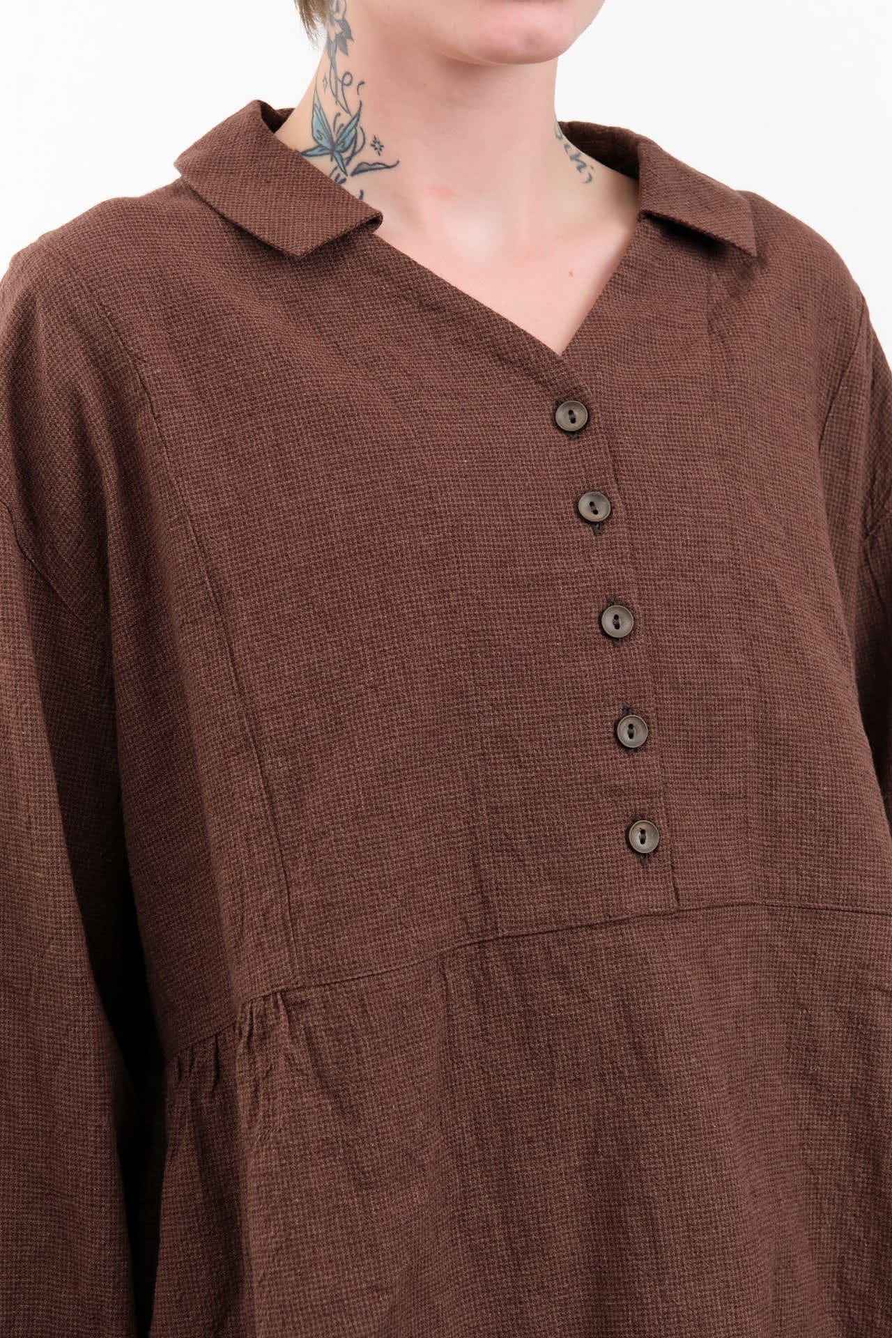 Ichi Antiquities Apparel Womens Blouses Houndstooth Shirt Brown / One Size