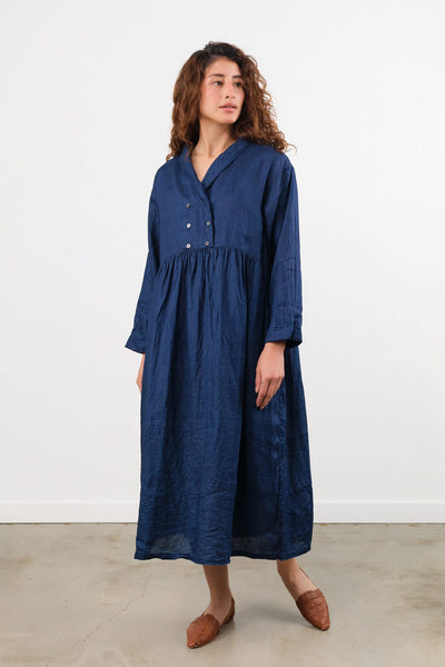 indigo linen dress Indigo Linen Campanula Pintuck Dress