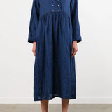Ichi Antiquities Apparel Womens Dresses Indigo Linen Dress Dark Indigo / One Size