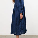 Ichi Antiquities Apparel Womens Dresses Indigo Linen Dress Dark Indigo / One Size