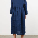 Ichi Antiquities Apparel Womens Dresses Indigo Linen Dress Dark Indigo / One Size