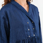 Ichi Antiquities Apparel Womens Dresses Indigo Linen Dress Dark Indigo / One Size