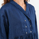 Ichi Antiquities Apparel Womens Dresses Indigo Linen Dress Dark Indigo / One Size