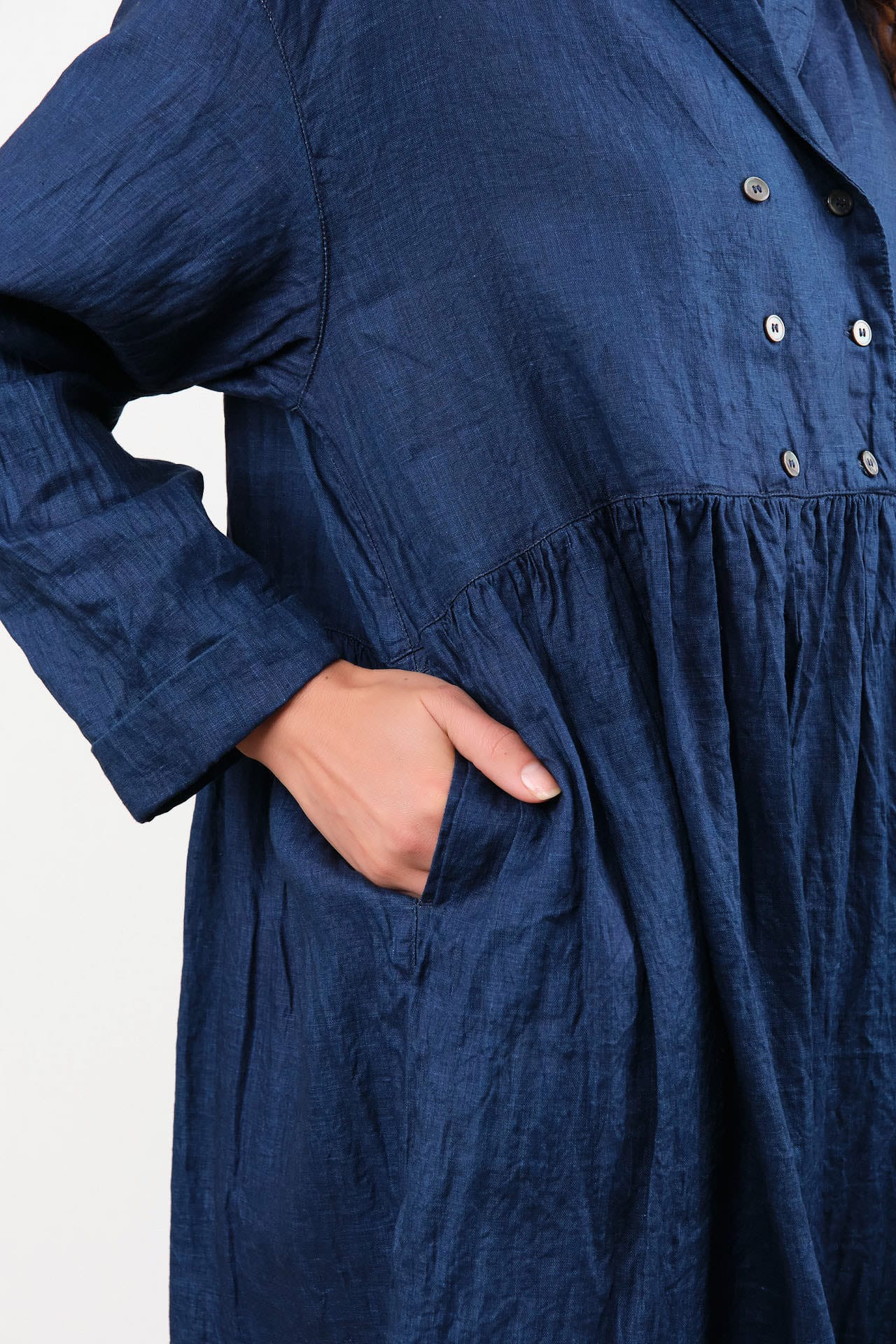 ichi antiquites linen dress Ichi Antiquities Indigo Linen Dress