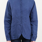 Ichi Antiquities Apparel Womens Blouses Indigo Linen Shirt Indigo / One Size