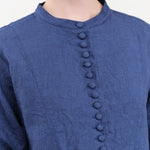 Ichi Antiquities Apparel Womens Blouses Indigo Linen Shirt Indigo / One Size