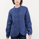 Ichi Antiquities Apparel Womens Blouses Indigo Linen Shirt Indigo / One Size