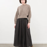 Ichi Antiquities Apparel Womens Skirts Linen Cotton Stripe Skirt Charcoal / One Size
