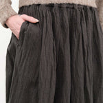 Ichi Antiquities Apparel Womens Skirts Linen Cotton Stripe Skirt Charcoal / One Size