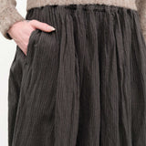 Ichi Antiquities Apparel Womens Skirts Linen Cotton Stripe Skirt Charcoal / One Size