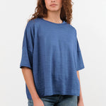 Ichi Antiquities Apparel Womens Blouses Short Sleeve Pullover in Blue Blue / One Size