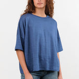 Ichi Antiquities Apparel Womens Blouses Short Sleeve Pullover in Blue Blue / One Size