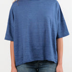 Ichi Antiquities Apparel Womens Blouses Short Sleeve Pullover in Blue Blue / One Size