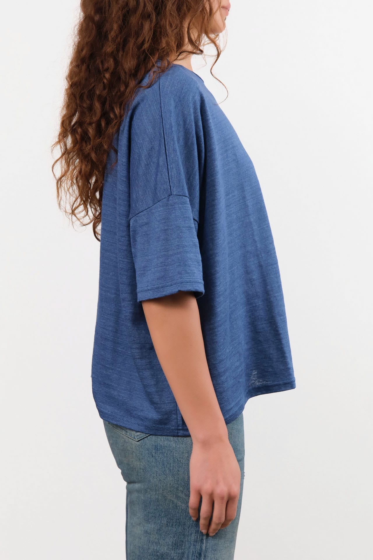Ichi Antiquities Apparel Womens Blouses Short Sleeve Pullover in Blue Blue / One Size
