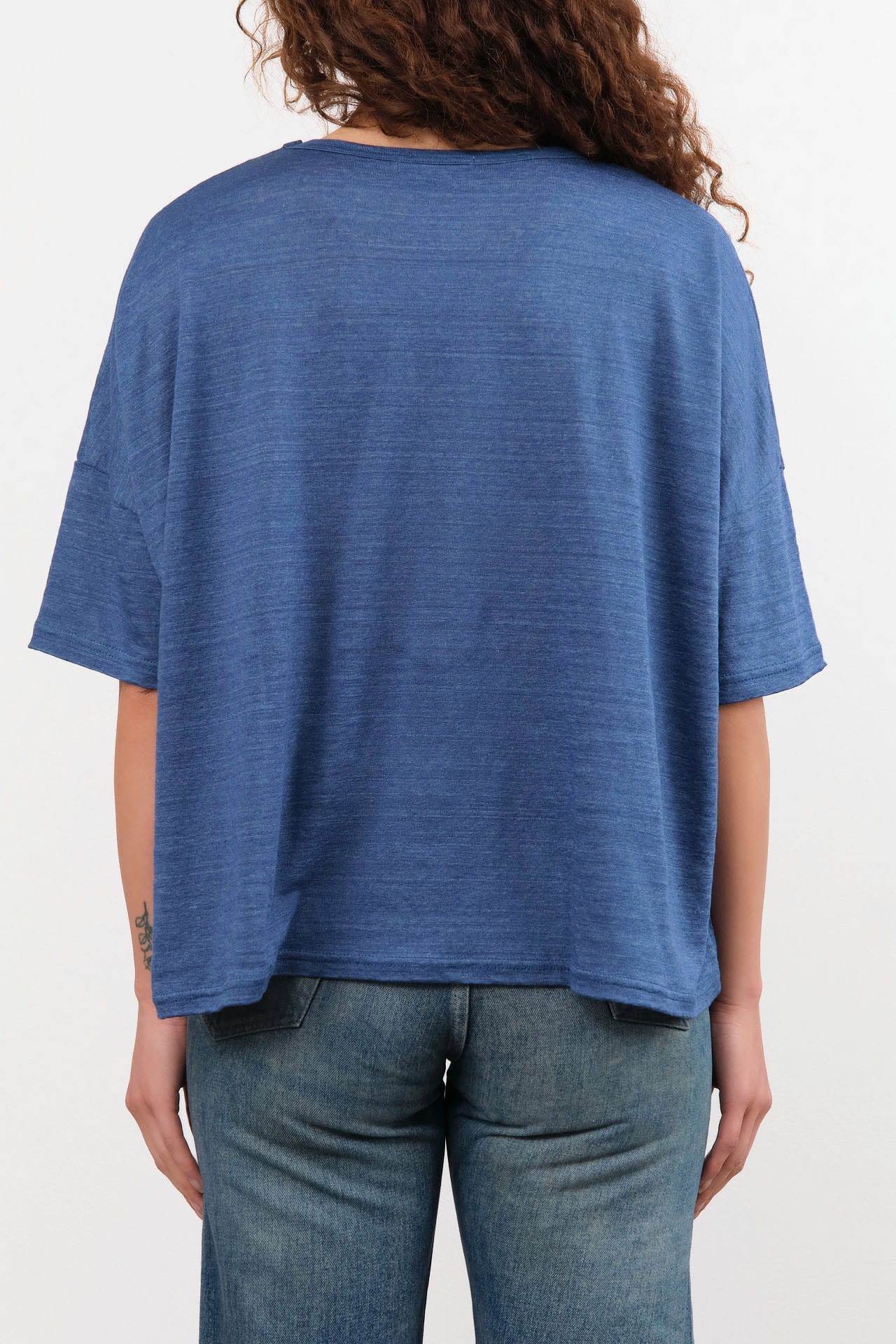 Ichi Antiquities Apparel Womens Blouses Short Sleeve Pullover in Blue Blue / One Size