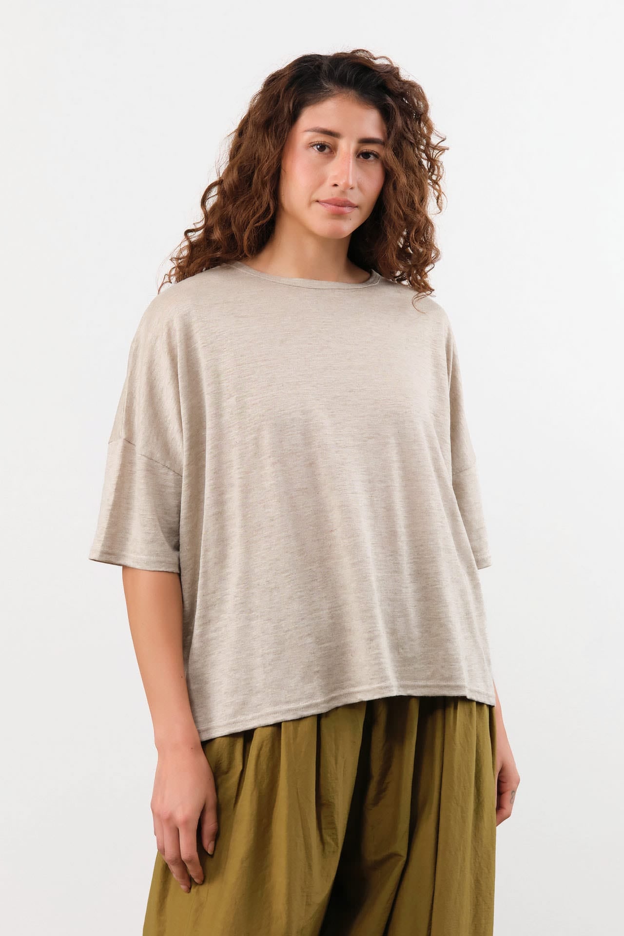 Ichi Antiquities Apparel Womens Blouses Short Sleeve Pullover in Natural Natural / One Size