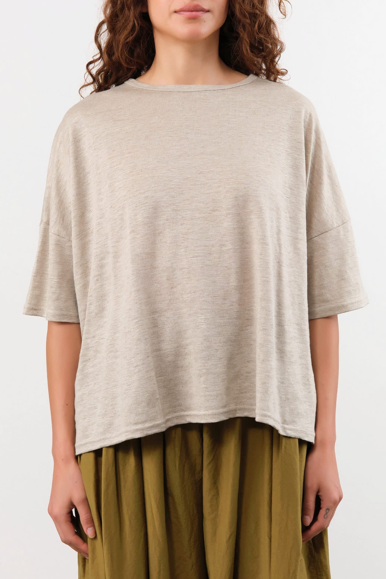 Ichi Antiquities Apparel Womens Blouses Short Sleeve Pullover in Natural Natural / One Size