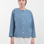 Ichi Antiquities Apparel Womens Blouses Stripe Cardigan in Blue Blue x White / One Size
