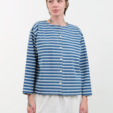 Ichi Antiquities Apparel Womens Blouses Stripe Cardigan in Blue Blue x White / One Size