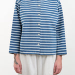 Ichi Antiquities Apparel Womens Blouses Stripe Cardigan in Blue Blue x White / One Size
