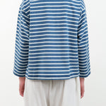 Ichi Antiquities Apparel Womens Blouses Stripe Cardigan in Blue Blue x White / One Size