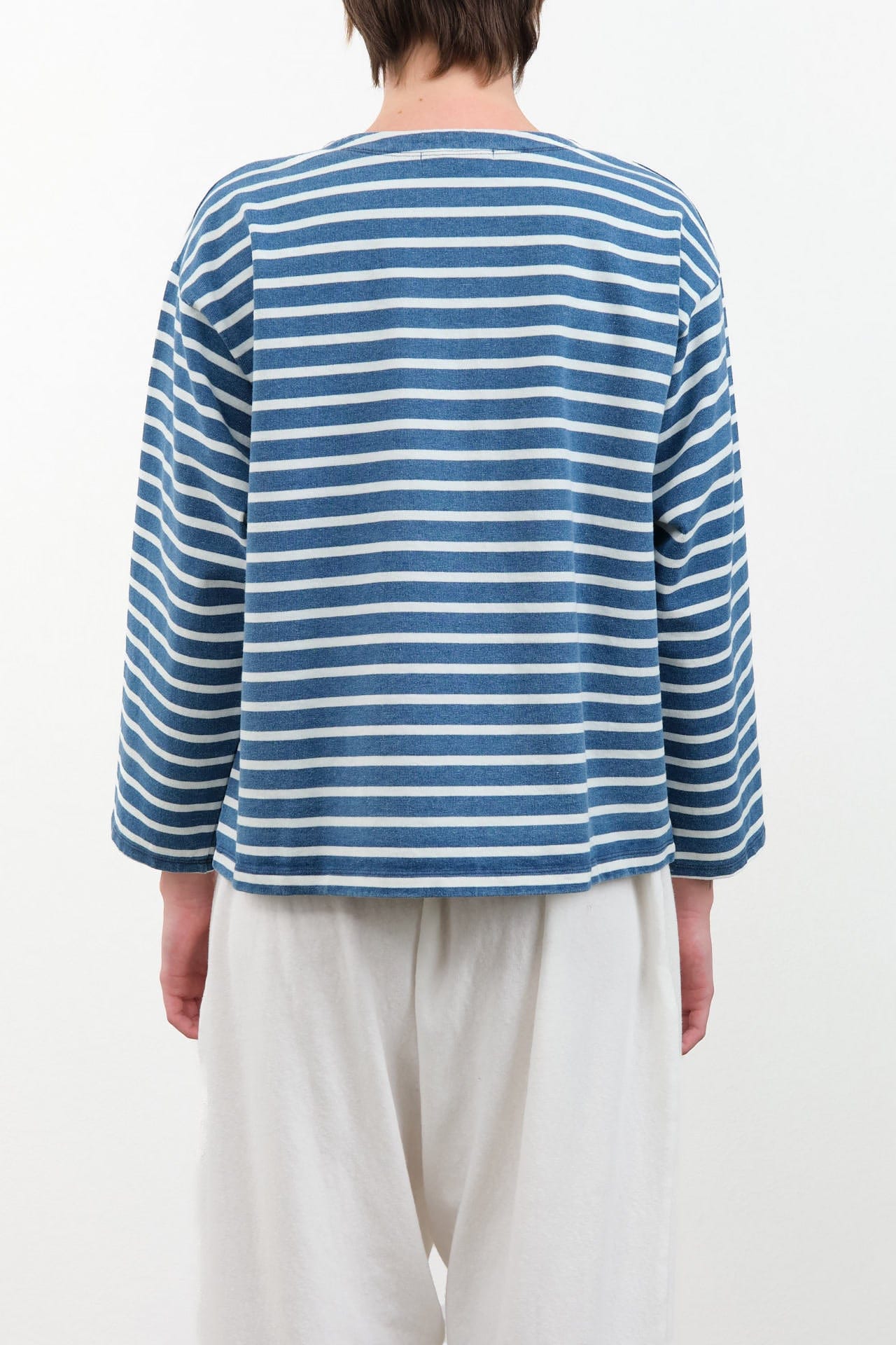 Ichi Antiquities Apparel Womens Blouses Stripe Cardigan in Blue Blue x White / One Size