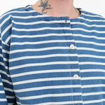 Ichi Antiquities Apparel Womens Blouses Stripe Cardigan in Blue Blue x White / One Size