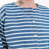 Ichi Antiquities Apparel Womens Blouses Stripe Cardigan in Blue Blue x White / One Size