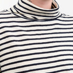 Ichi Antiquities Apparel Womens Lounge Stripe Knit Turtle Neck Navy / One Size