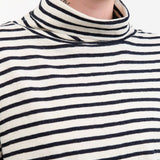 Ichi Antiquities Apparel Womens Lounge Stripe Knit Turtle Neck Navy / One Size