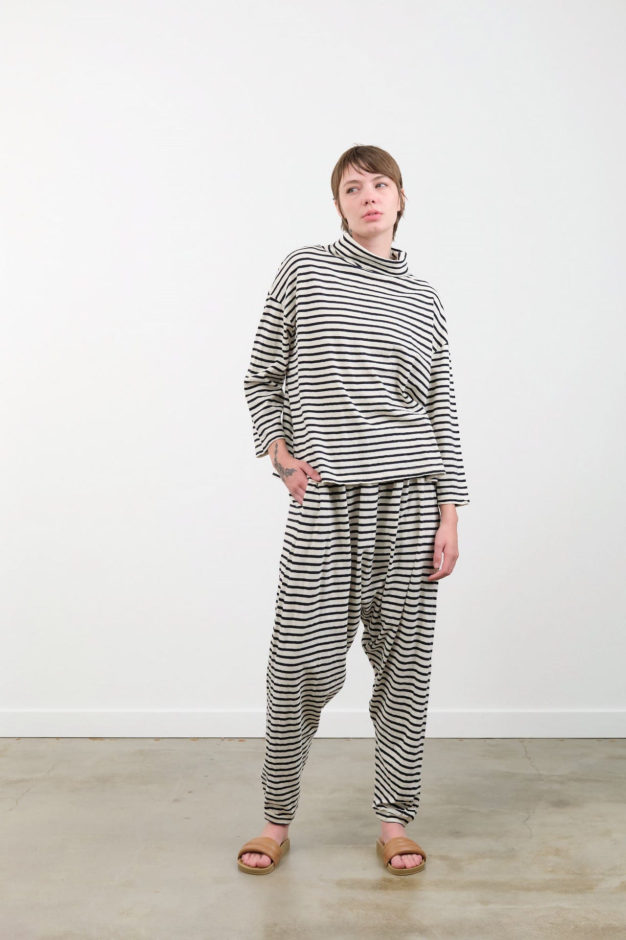 Ichi Antiquities Apparel Womens Lounge Stripe Pants Navy / One Size