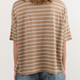 Ichi Antiquities Apparel Womens Blouses Stripe Polo Shirt in Beige Beige x Natural / One Size