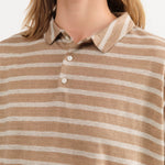 Ichi Antiquities Apparel Womens Blouses Stripe Polo Shirt in Beige Beige x Natural / One Size