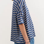 Ichi Antiquities Apparel Womens Blouses Stripe Polo Shirt in Blue Blue x Natural / One Size