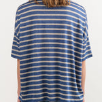 Ichi Antiquities Apparel Womens Blouses Stripe Polo Shirt in Blue Blue x Natural / One Size
