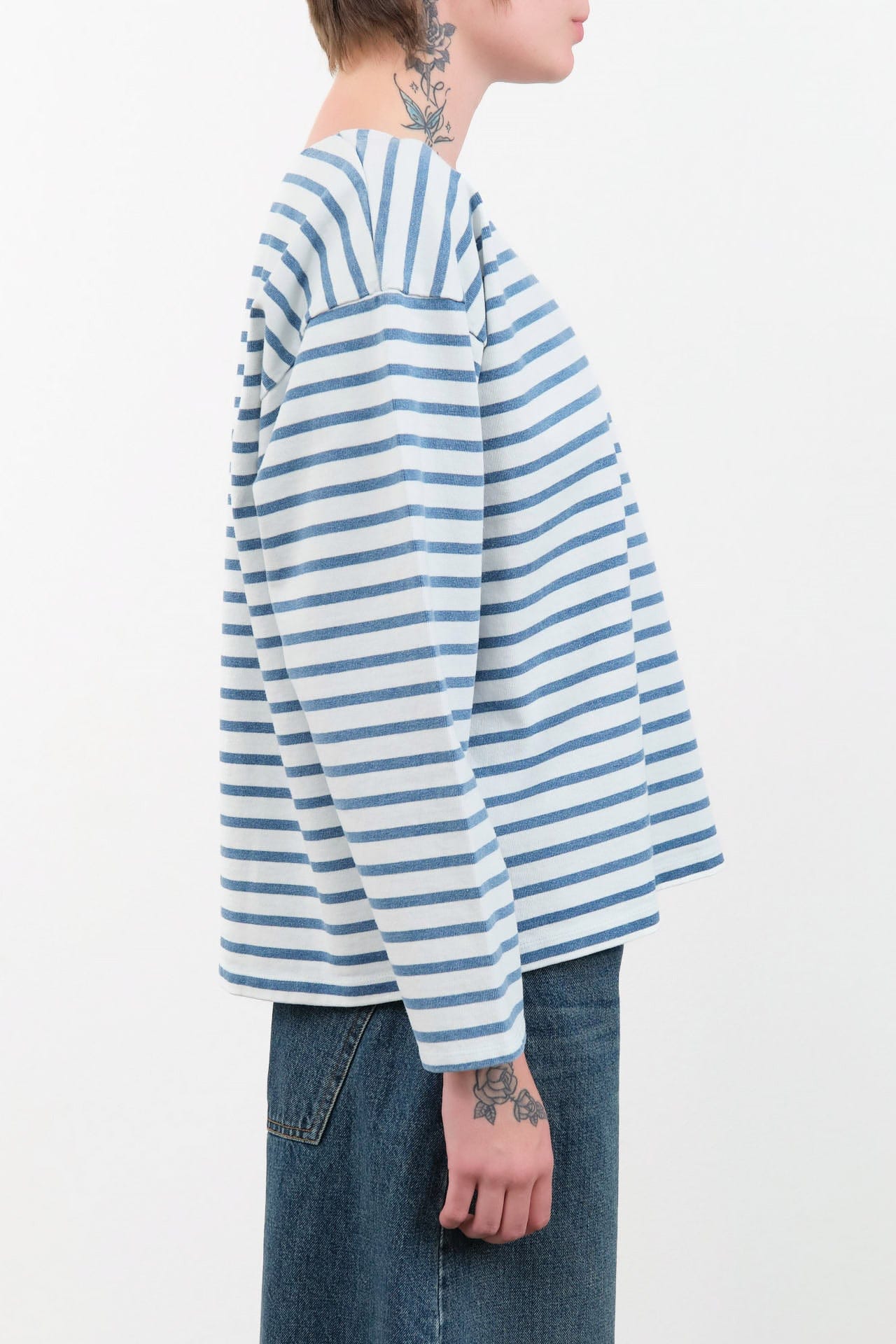 Ichi Antiquities Apparel Womens Blouses Stripe Pullover in White White x Blue / One Size