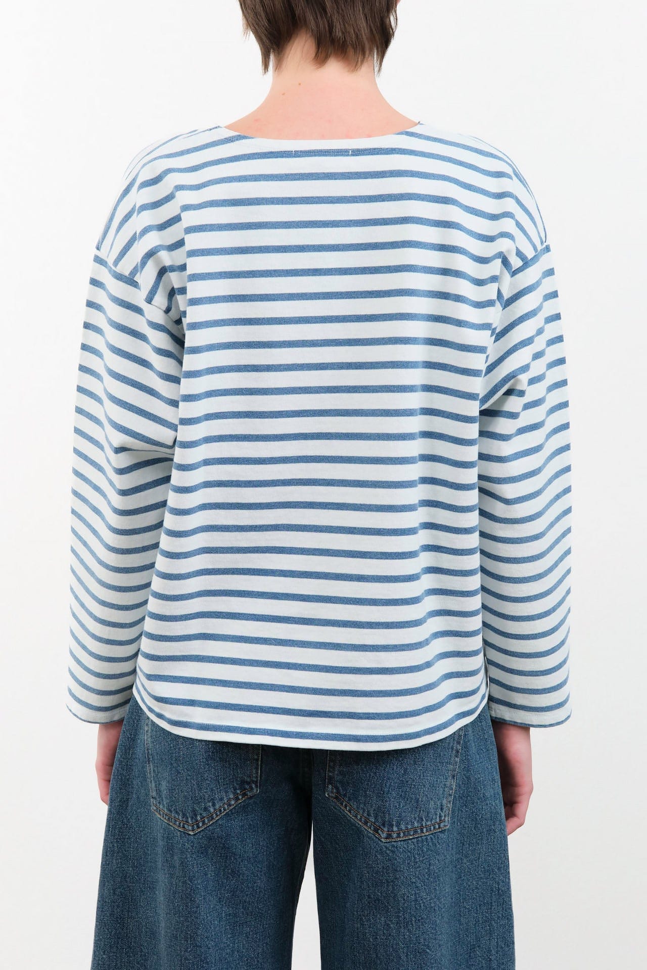 Ichi Antiquities Apparel Womens Blouses Stripe Pullover in White White x Blue / One Size